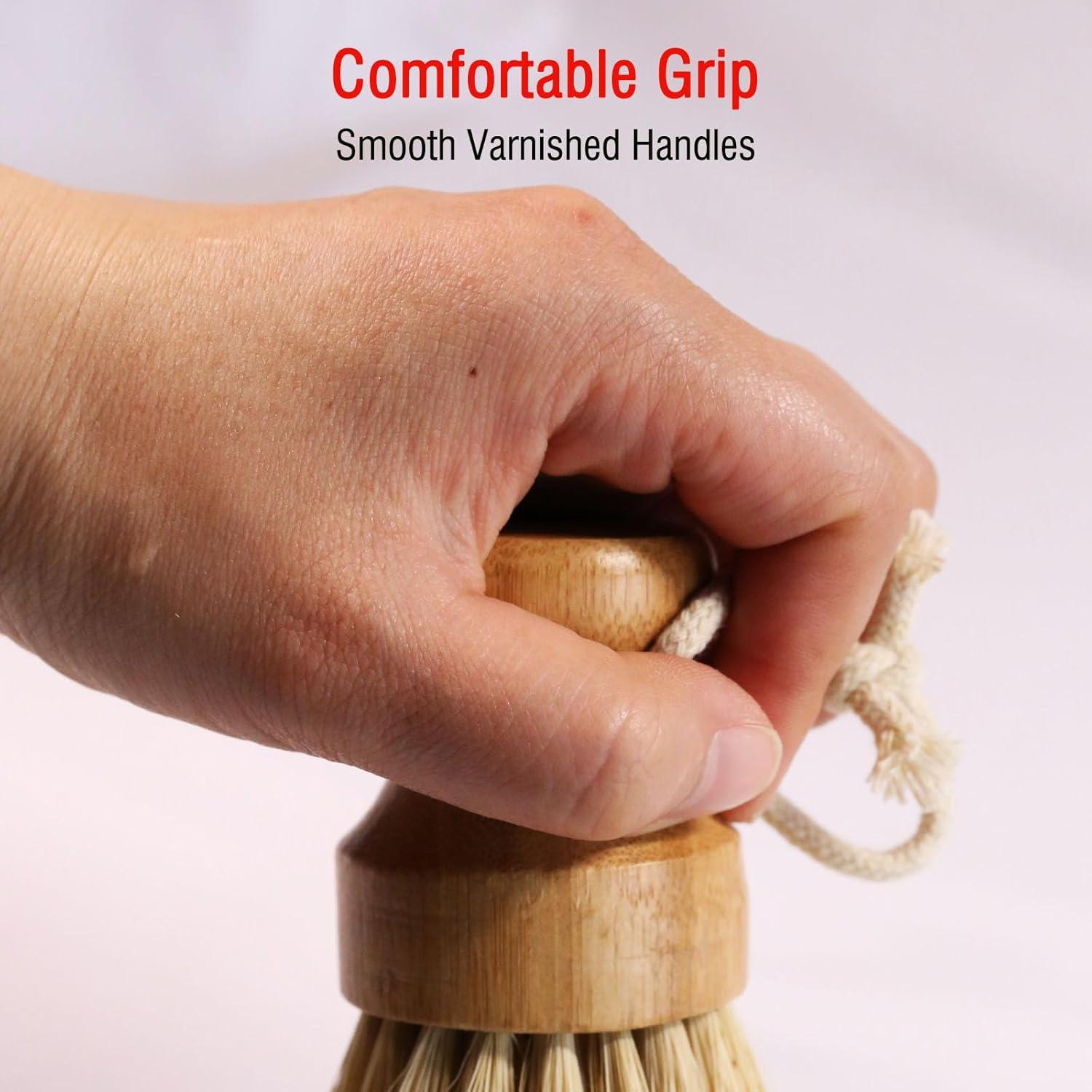 Juego de Cepillos de Cocina JouiiSiYa con Mango de Bambú y Sisal