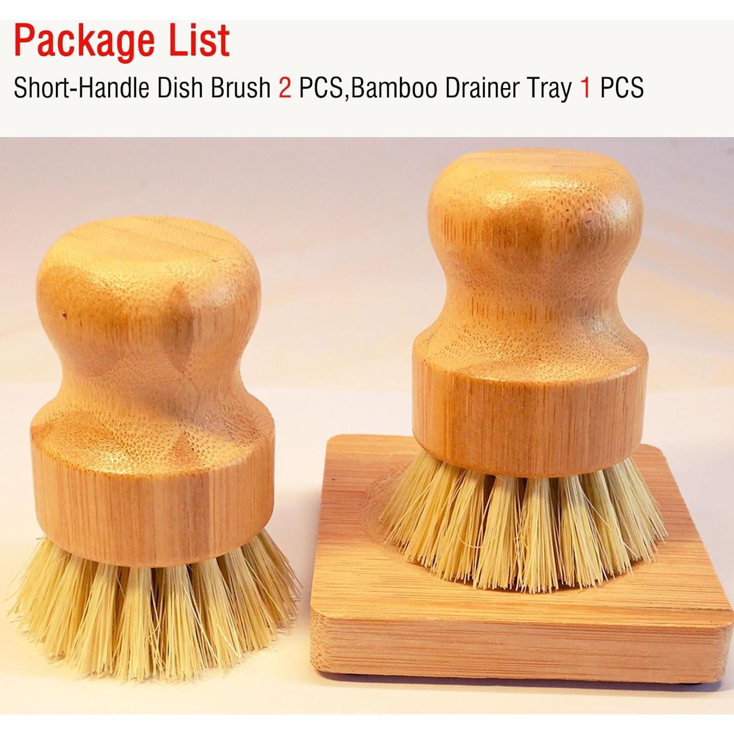 Juego de Cepillos de Cocina JouiiSiYa con Mango de Bambú y Sisal