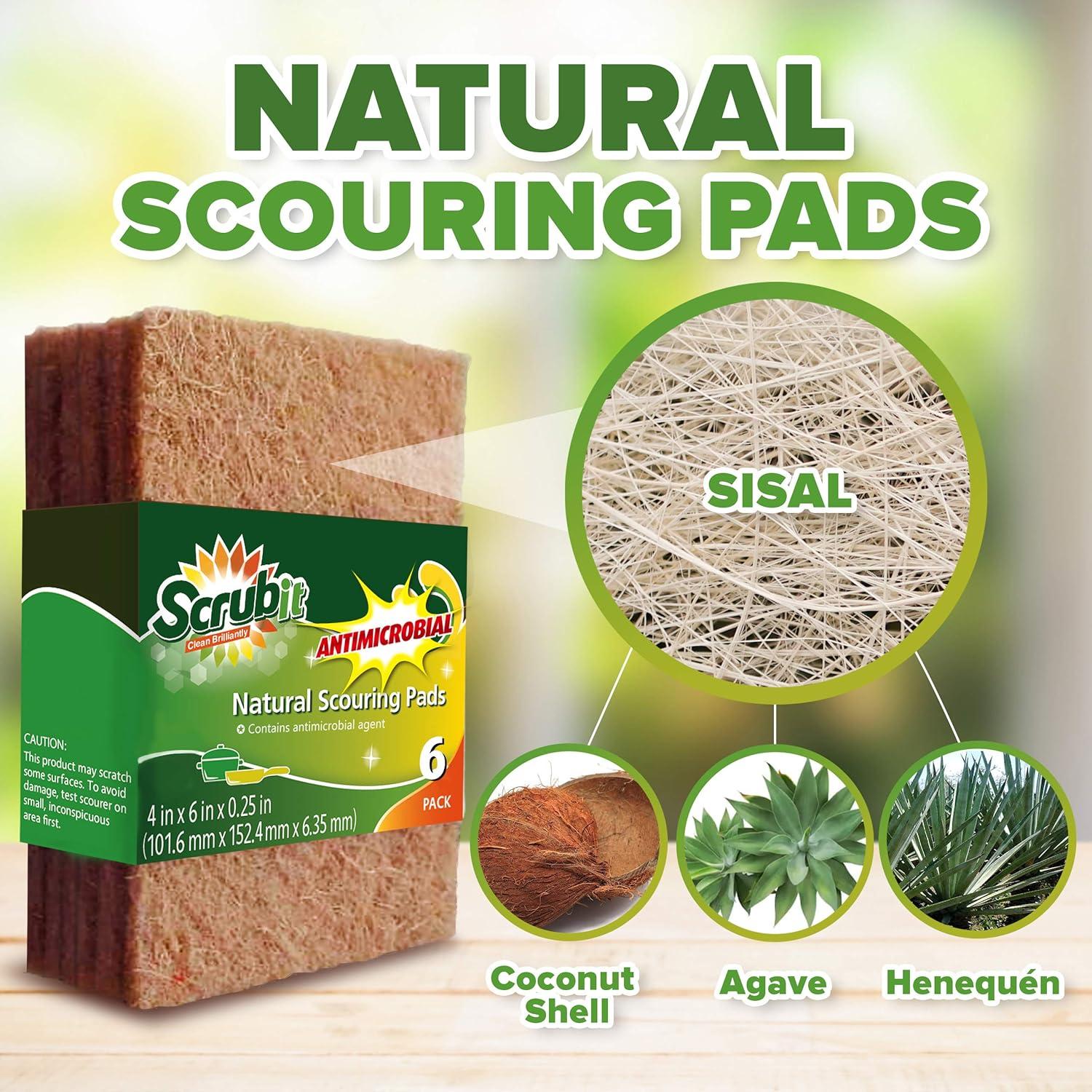 Almohadillas Naturales SCRUBIT para Fregar - Paquete de 12