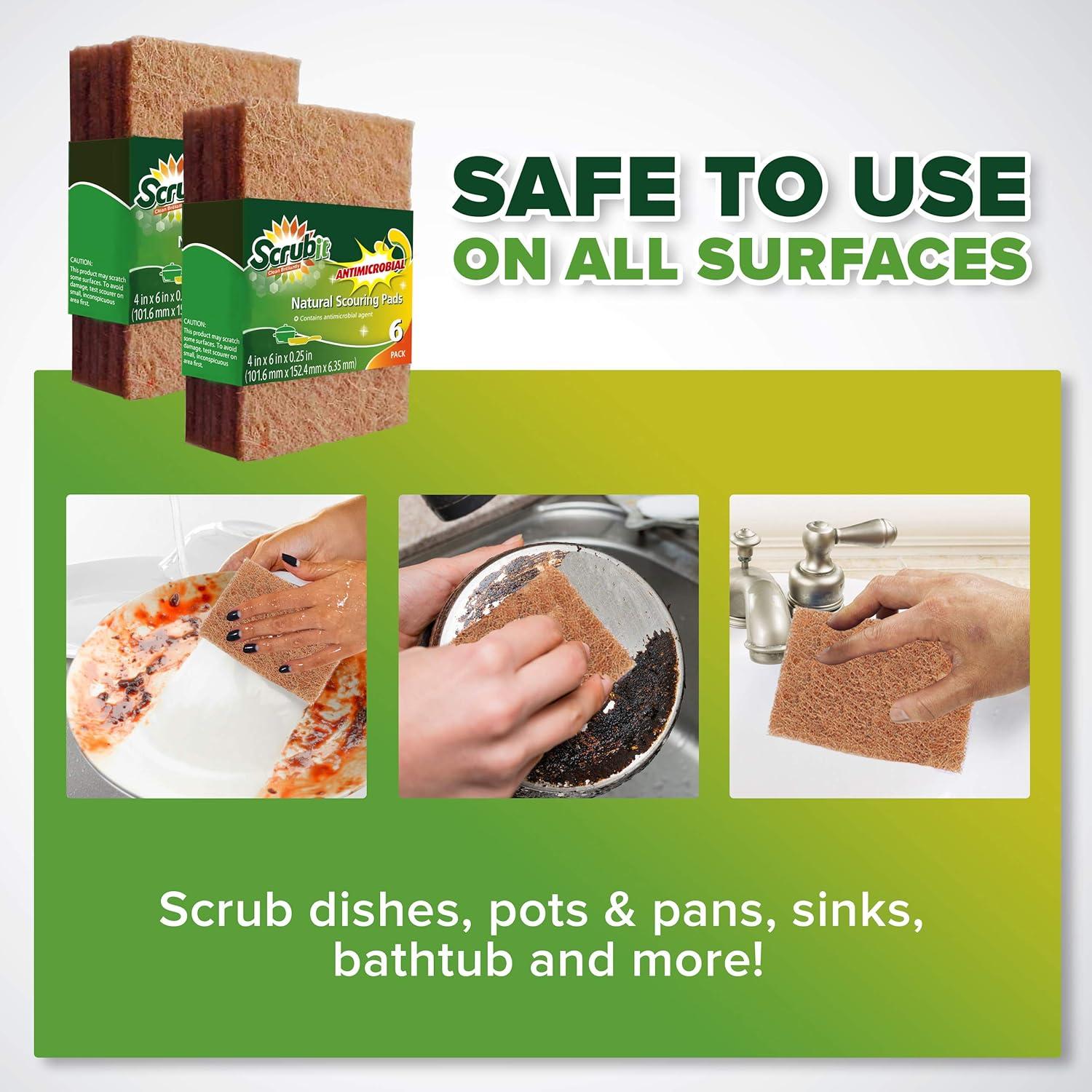 Almohadillas Naturales SCRUBIT para Fregar - Paquete de 12