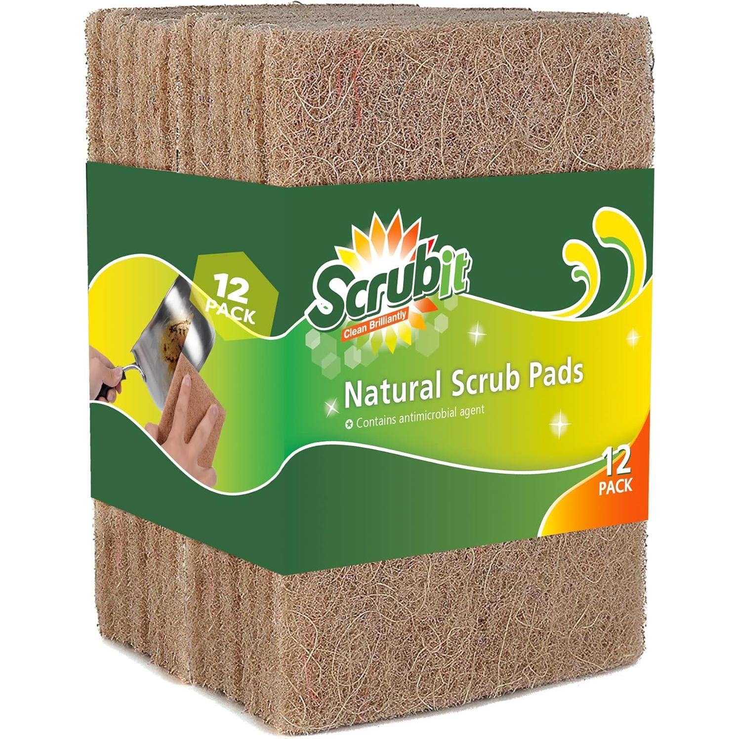 Almohadillas Naturales SCRUBIT para Fregar - Paquete de 12