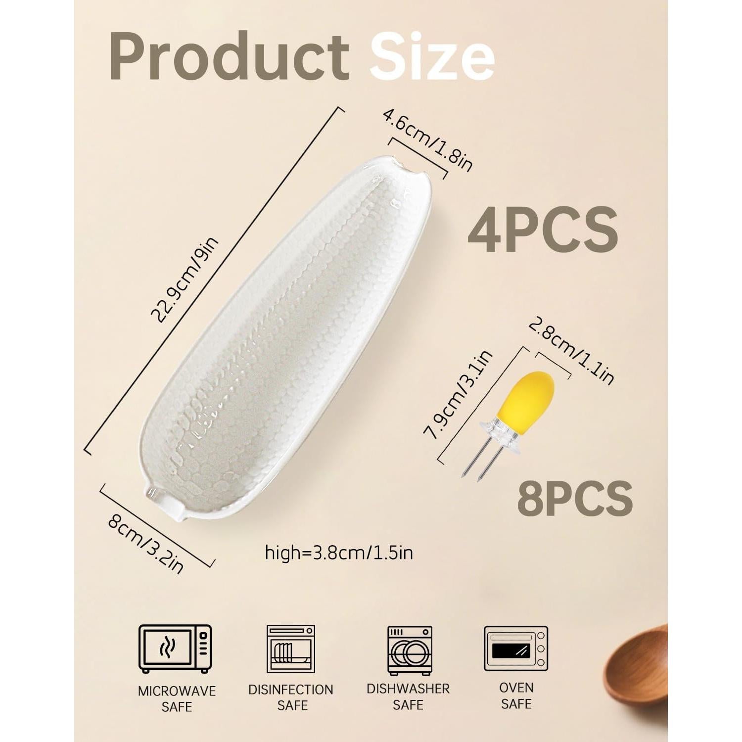 Juego de Platos para Mazorcas de Maíz Cerámica 22.9cm 4 Piezas