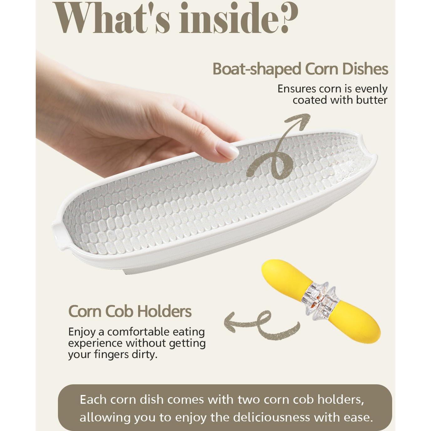 Juego de Platos para Mazorcas de Maíz Cerámica 22.9cm 4 Piezas