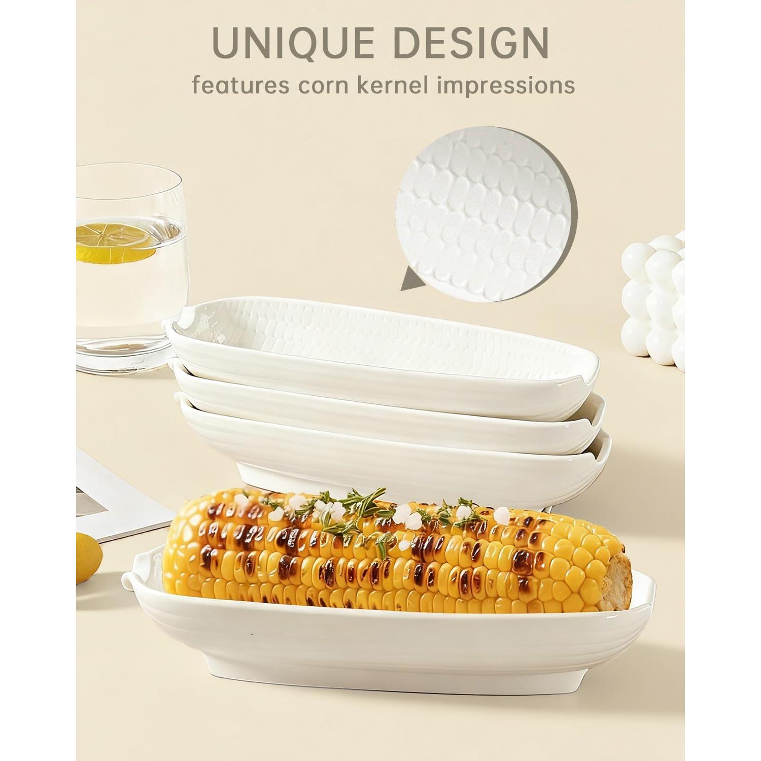 Juego de Platos para Mazorcas de Maíz Cerámica 22.9cm 4 Piezas