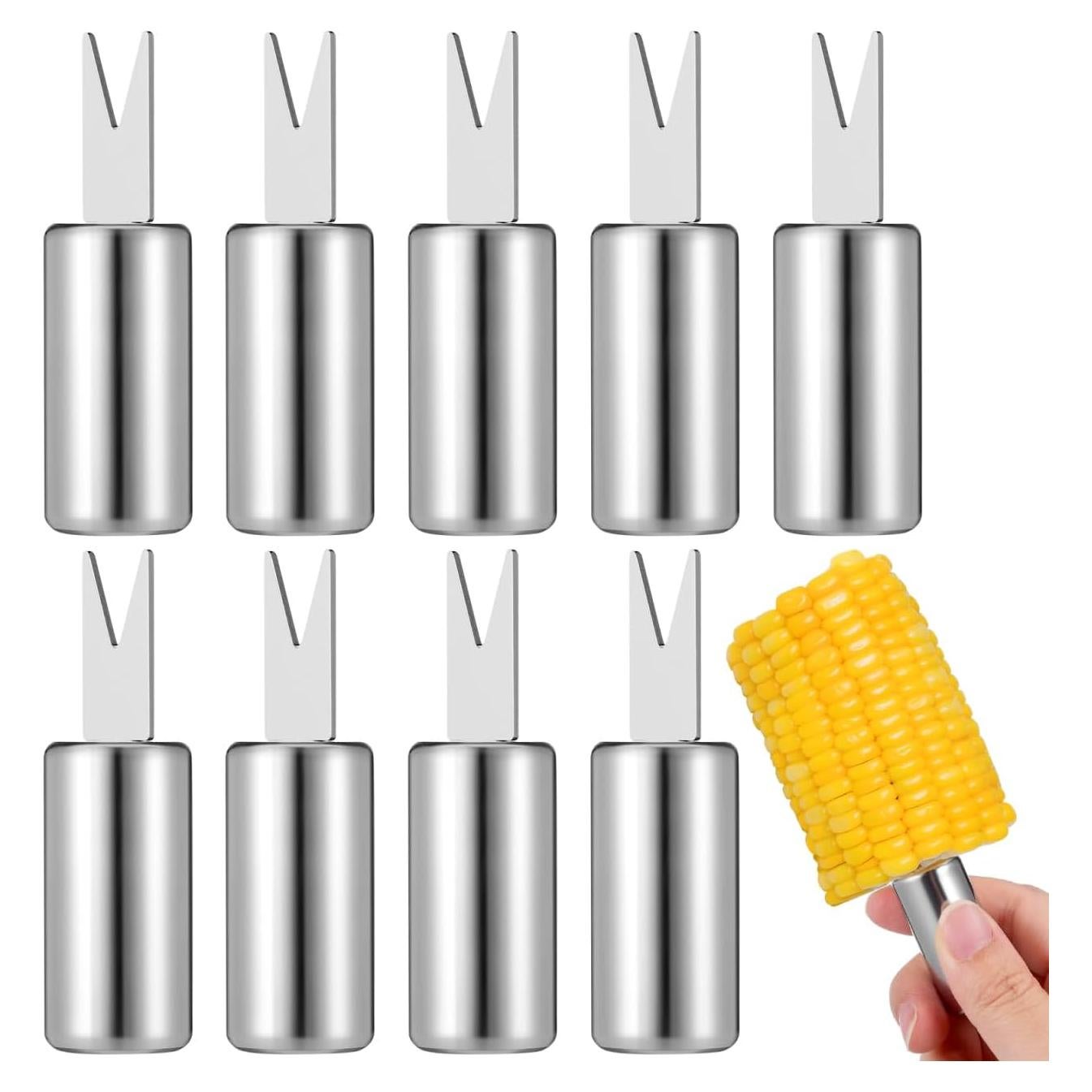 Tenedores de Maíz Reutilizables PRETYZOOM Acero Inoxidable 10pcs