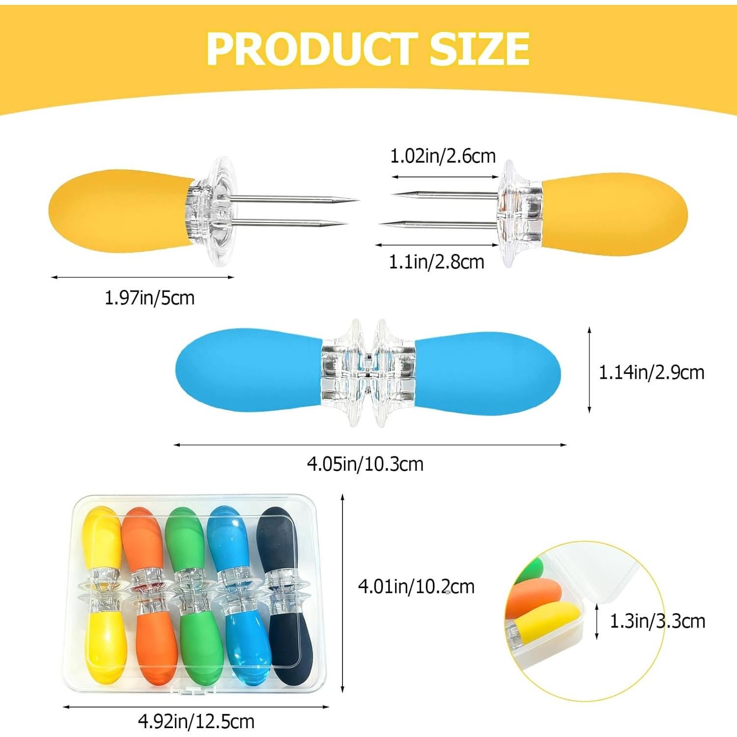 Juego de Tenedores de Maíz Acero Inoxidable 10PCS - Mangos Antideslizantes