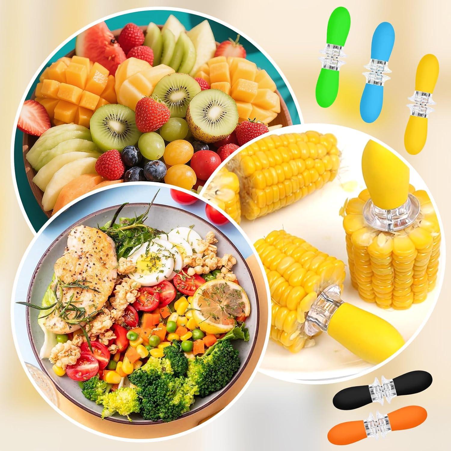 Juego de Tenedores de Maíz Acero Inoxidable 10PCS - Mangos Antideslizantes