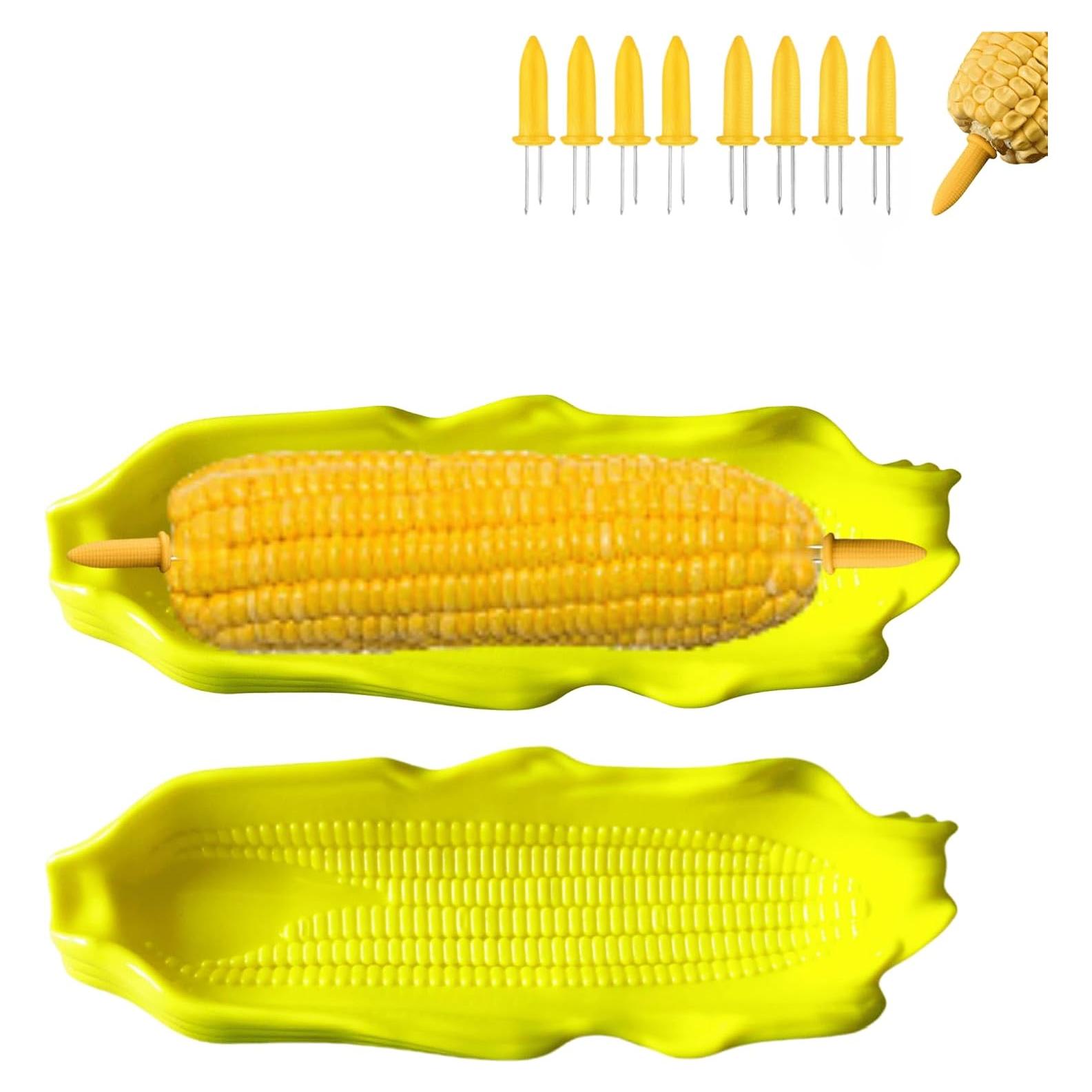 Conjunto de 4 Platos de Maíz y 8 Sujetadores KKpxafl Amarillo