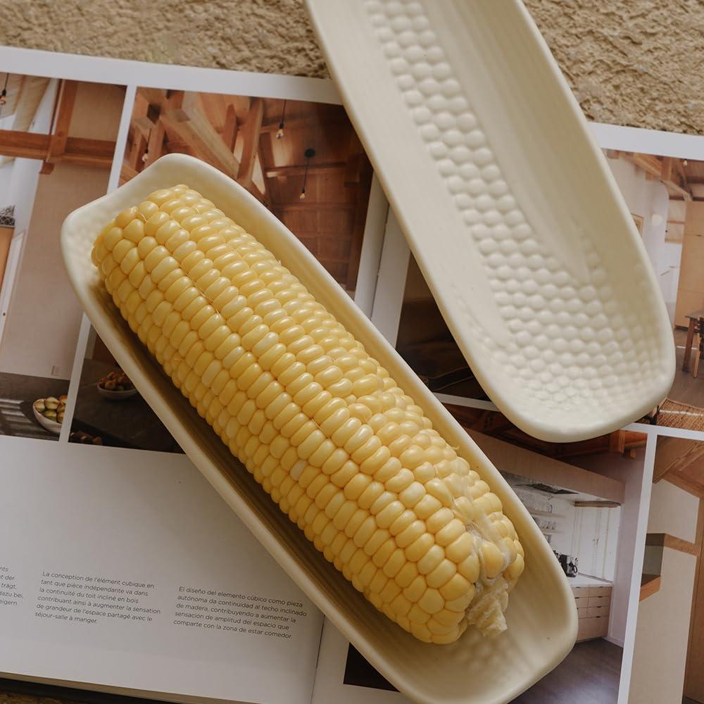 Soportes de Mazorcas de Maíz WENSHUO Cerámica 23x8cm Crema Mate