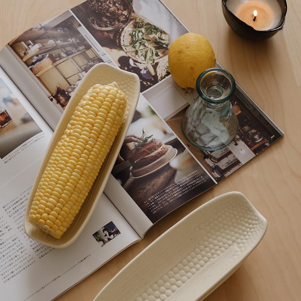 Soportes de Mazorcas de Maíz WENSHUO Cerámica 23x8cm Crema Mate