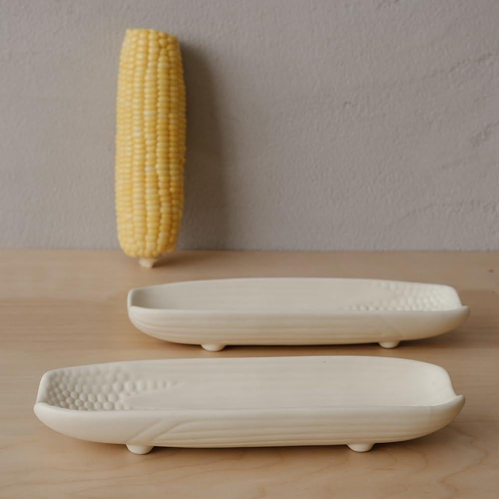 Soportes de Mazorcas de Maíz WENSHUO Cerámica 23x8cm Crema Mate