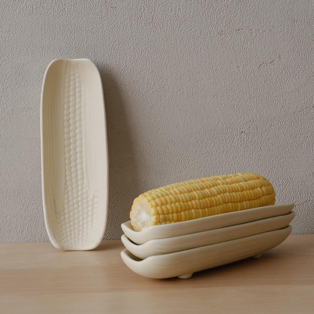 Soportes de Mazorcas de Maíz WENSHUO Cerámica 23x8cm Crema Mate