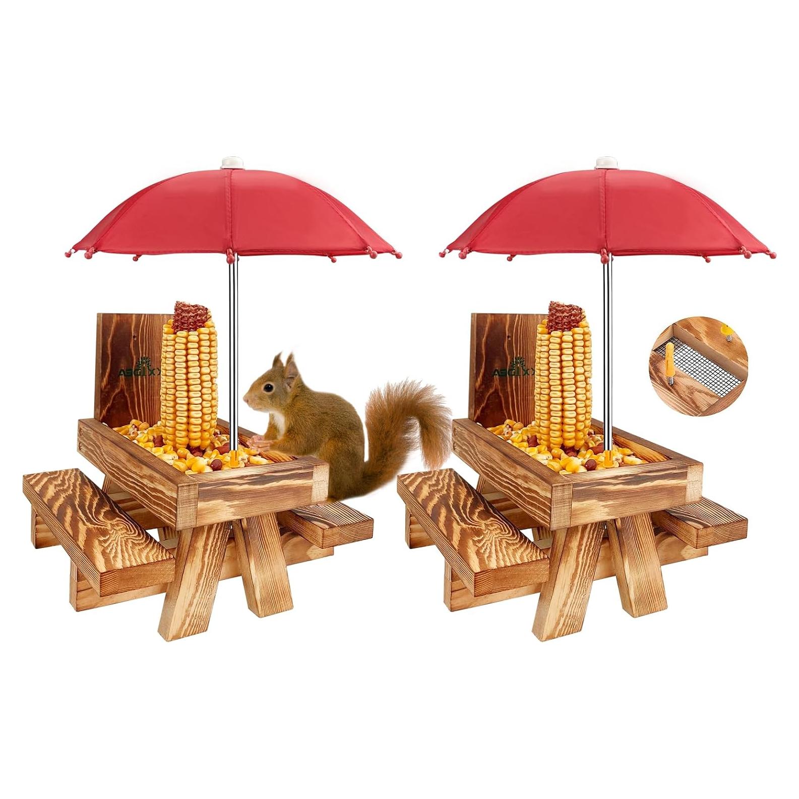 Comedero para Ardillas MIXXIDEA con Paraguas y Mesa de Picnic