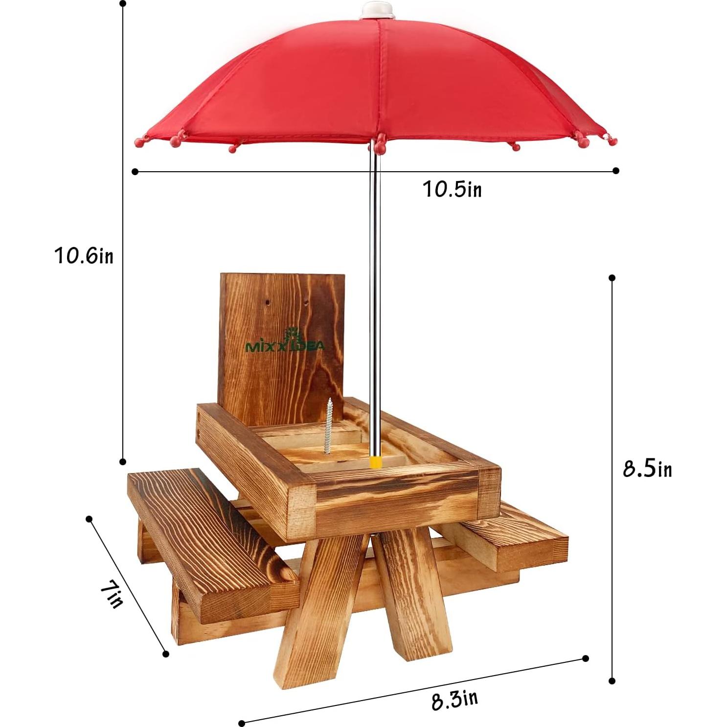Comedero para Ardillas MIXXIDEA con Paraguas y Mesa de Picnic