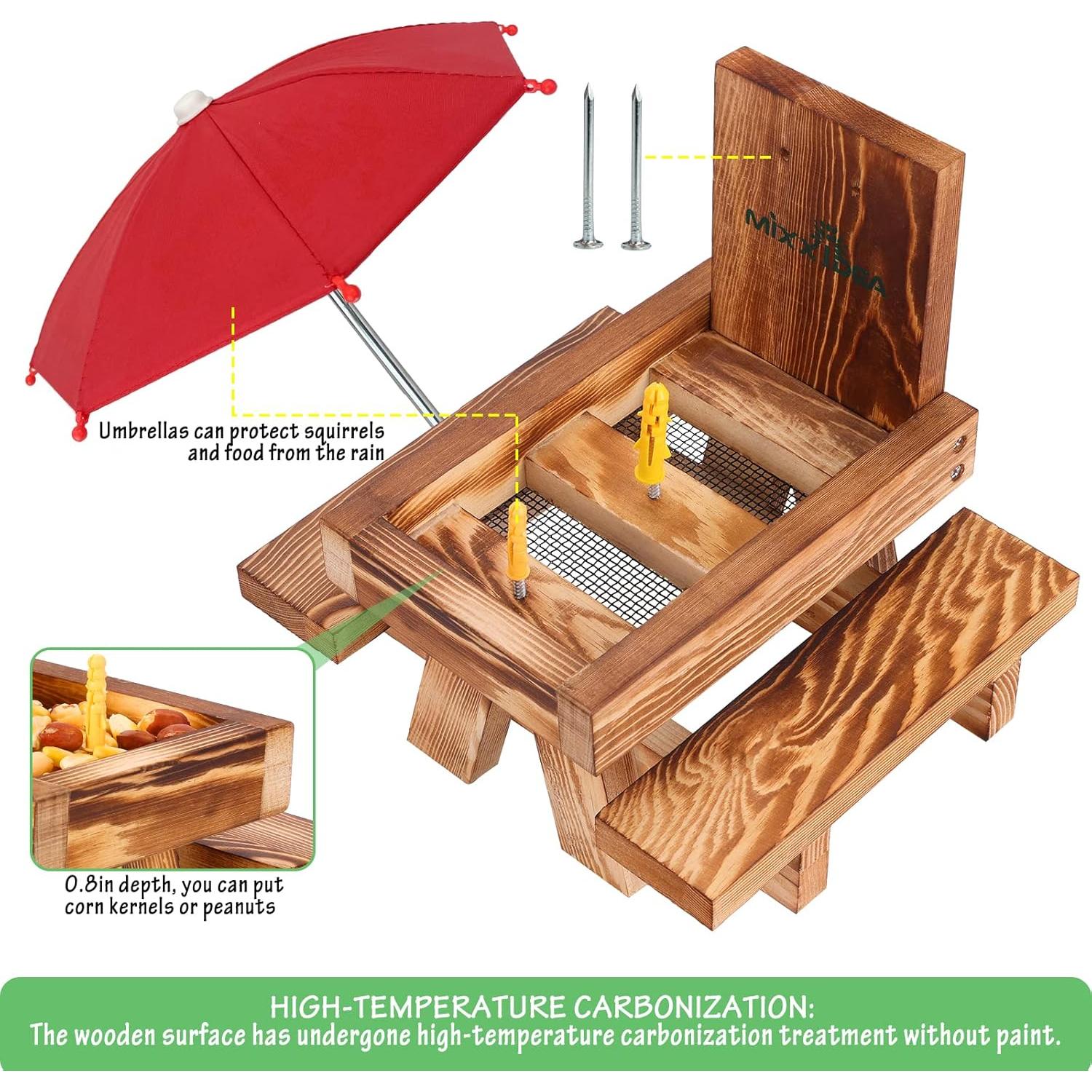 Comedero para Ardillas MIXXIDEA con Paraguas y Mesa de Picnic