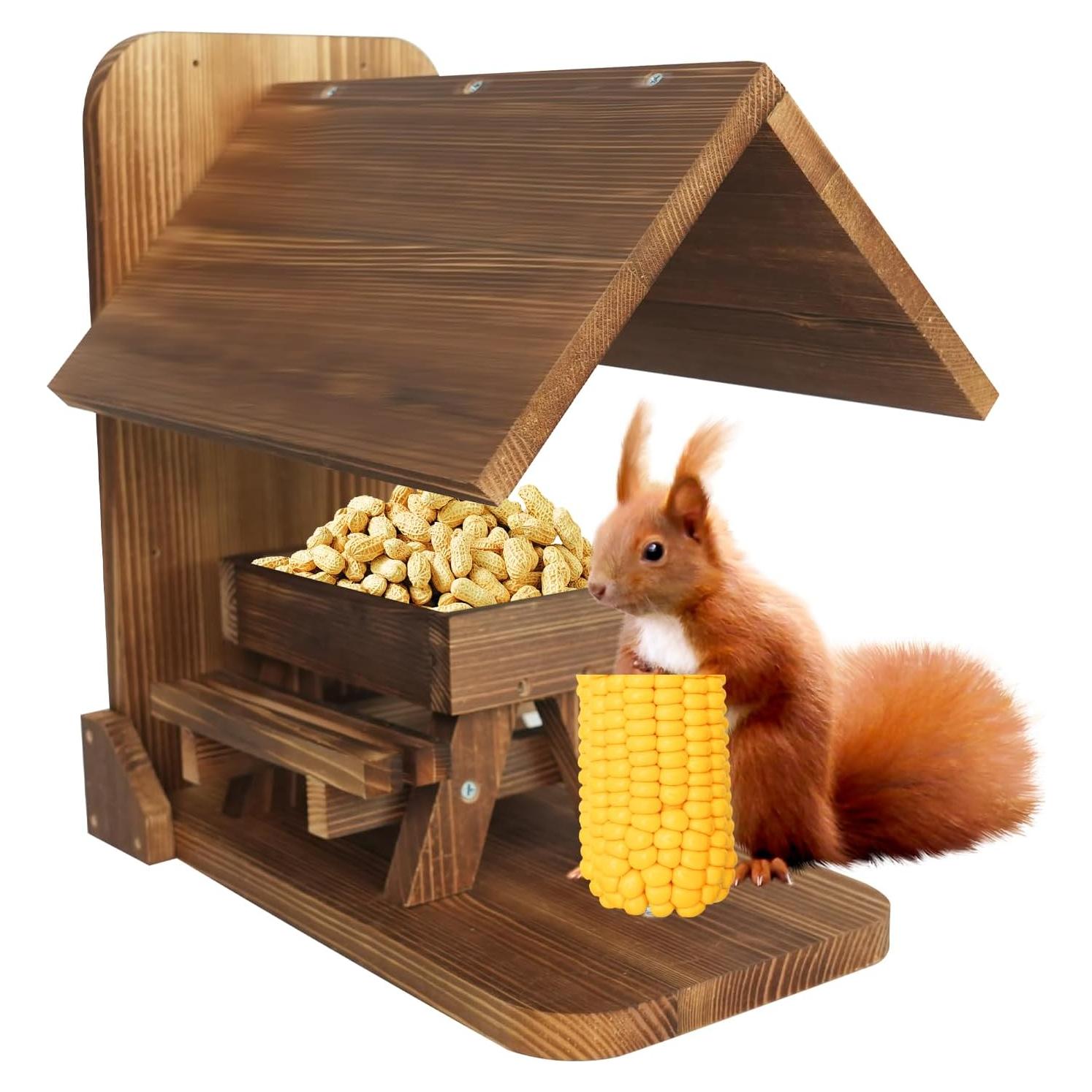 Comedero para Ardillas Kaeceri de Madera con Soporte para Mazorca