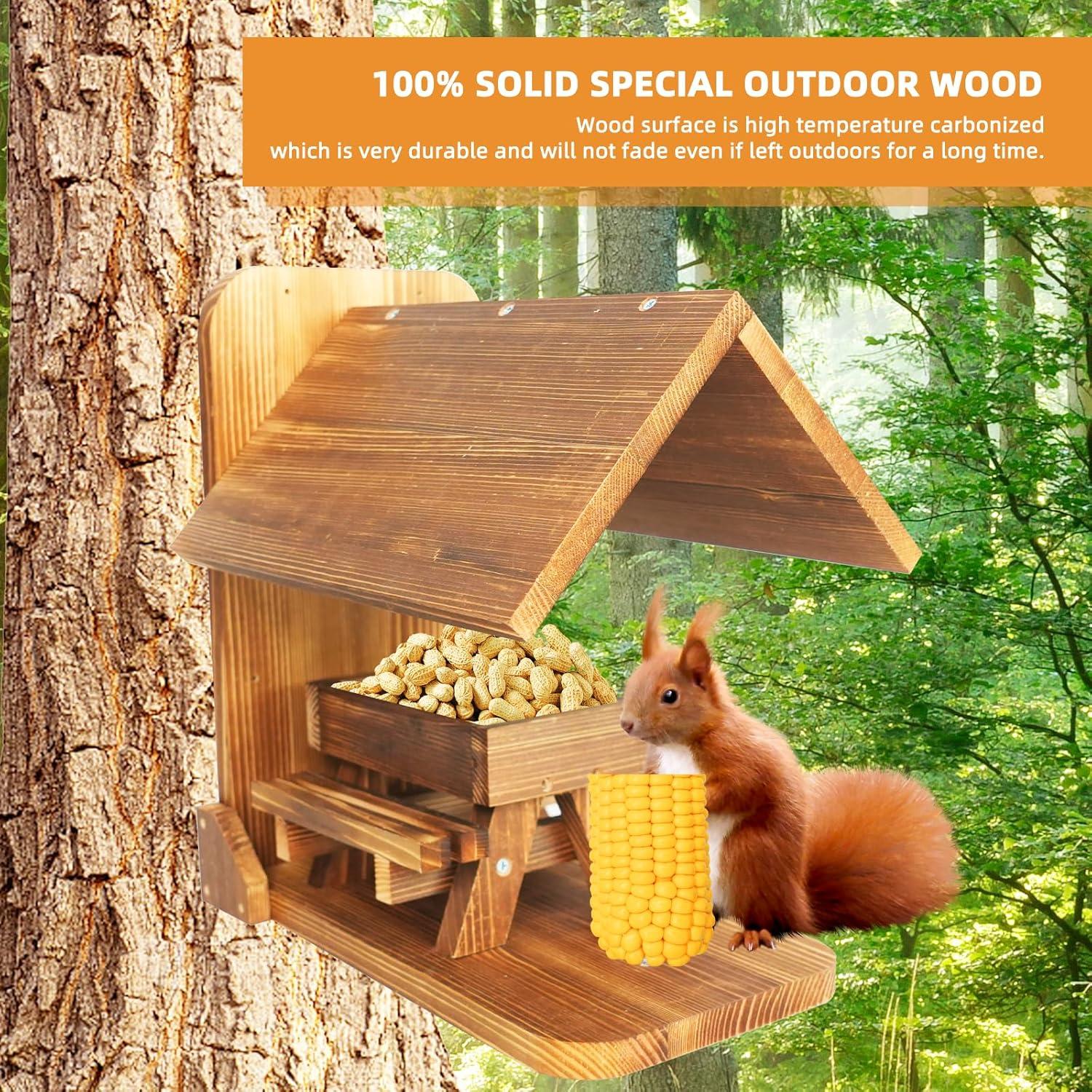 Comedero para Ardillas Kaeceri de Madera con Soporte para Mazorca