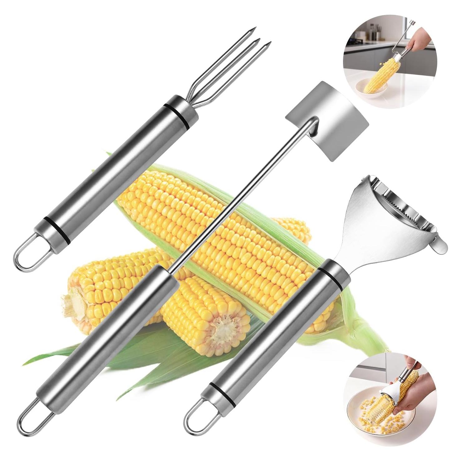 Juego de Peladores de Maíz Fvbber 3PCS Acero Inoxidable