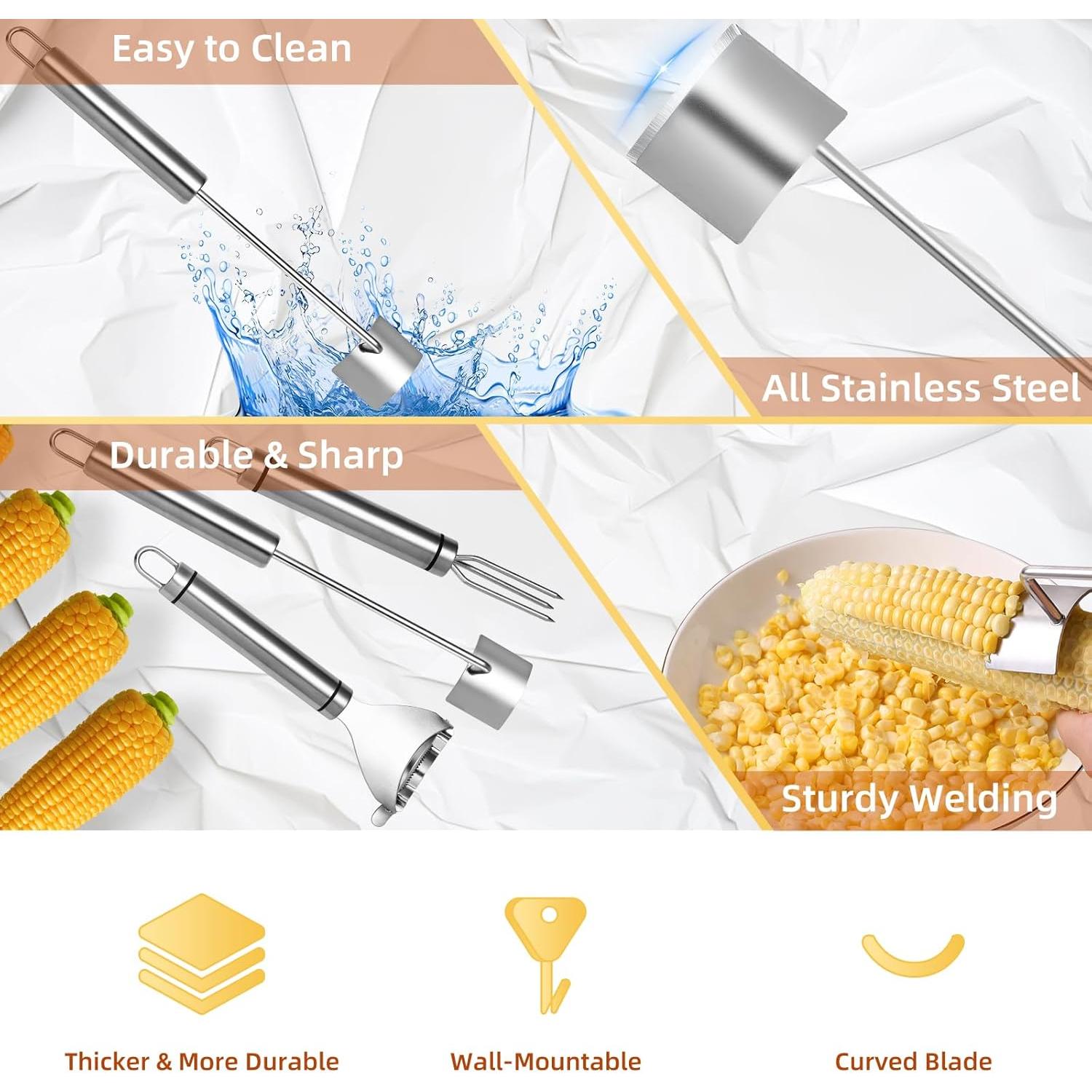 Juego de Peladores de Maíz Fvbber 3PCS Acero Inoxidable