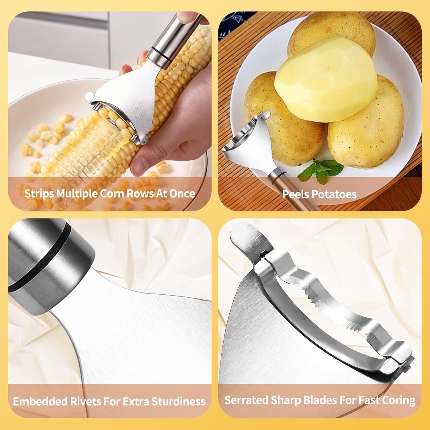 Juego de Peladores de Maíz Fvbber 3PCS Acero Inoxidable