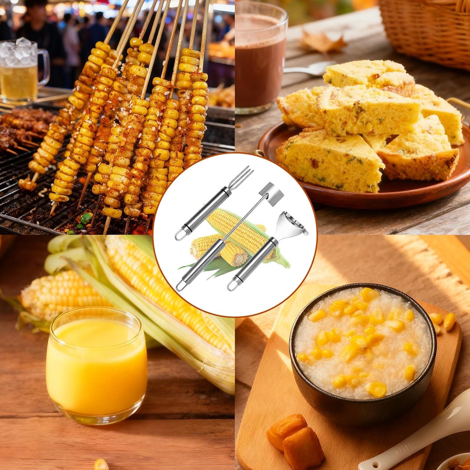 Juego de Peladores de Maíz Fvbber 3PCS Acero Inoxidable