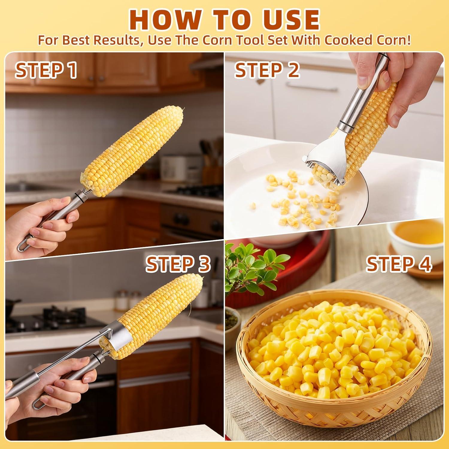 Juego de Peladores de Maíz Fvbber 3PCS Acero Inoxidable
