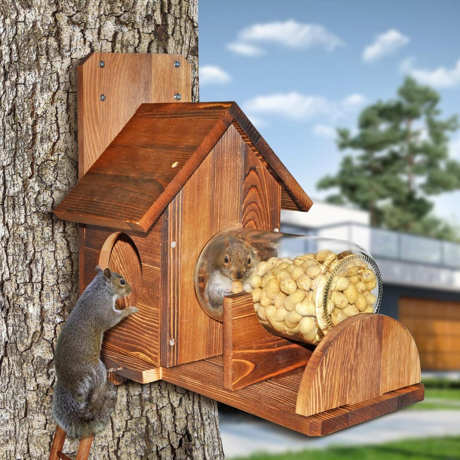 Comedero para Ardillas NB2GHYQJ con Escalera y Soporte para Maíz