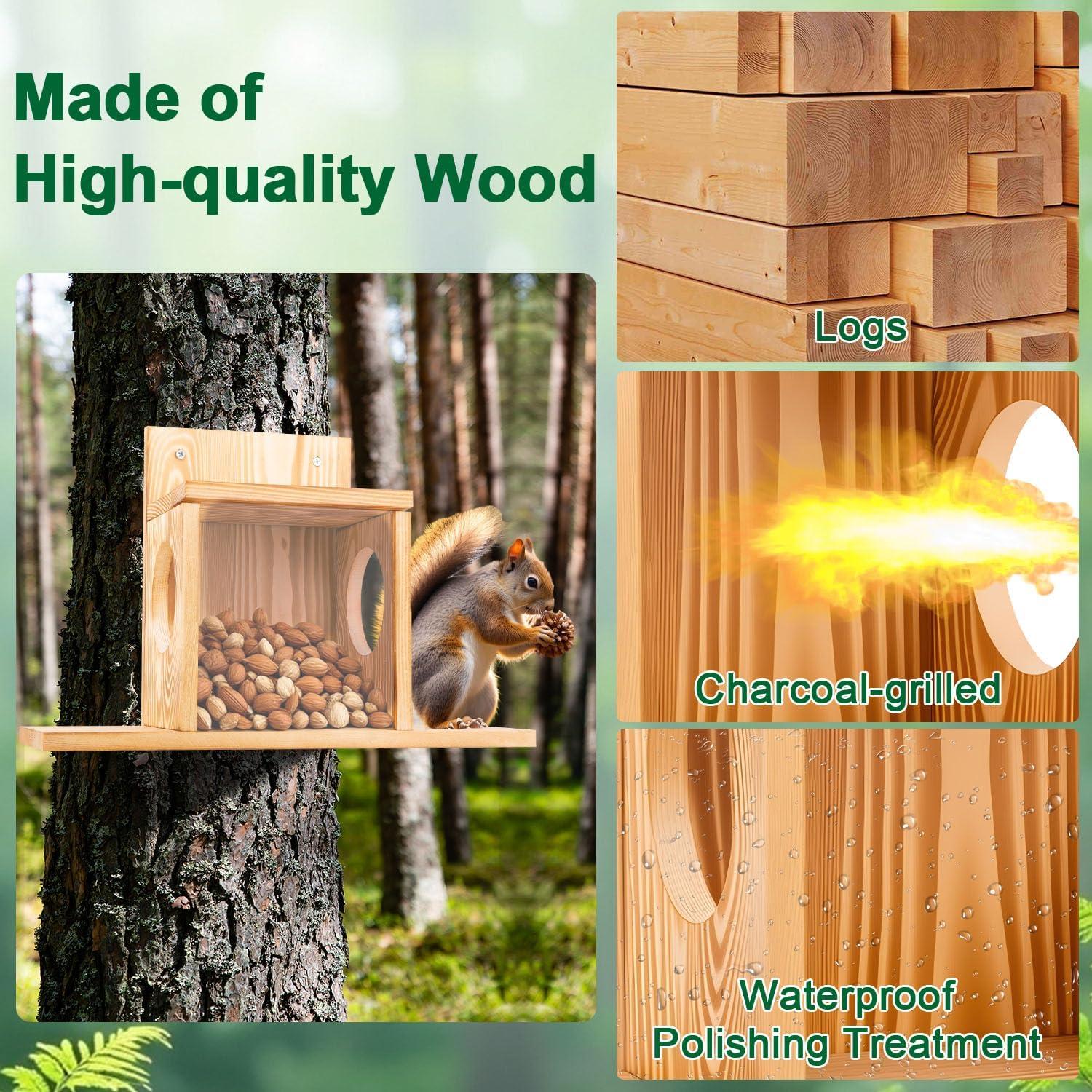 Comedero para Ardillas Eyrizon de Madera Resistente a la Intemperie