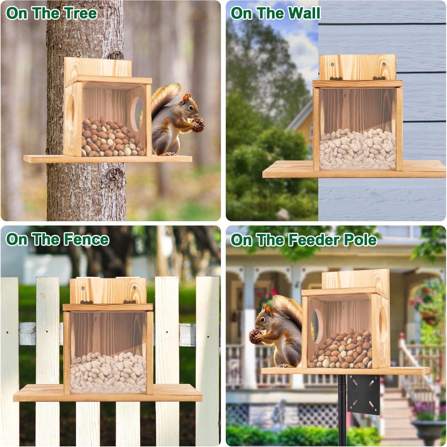 Comedero para Ardillas Eyrizon de Madera Resistente a la Intemperie