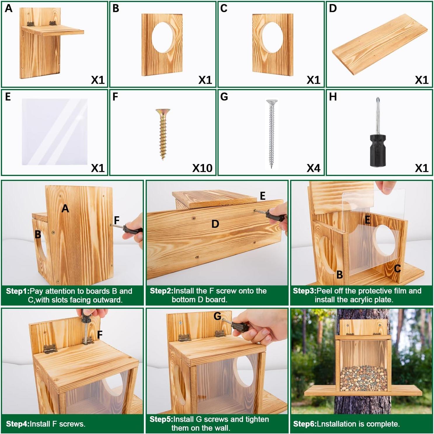 Comedero para Ardillas Eyrizon de Madera Resistente a la Intemperie