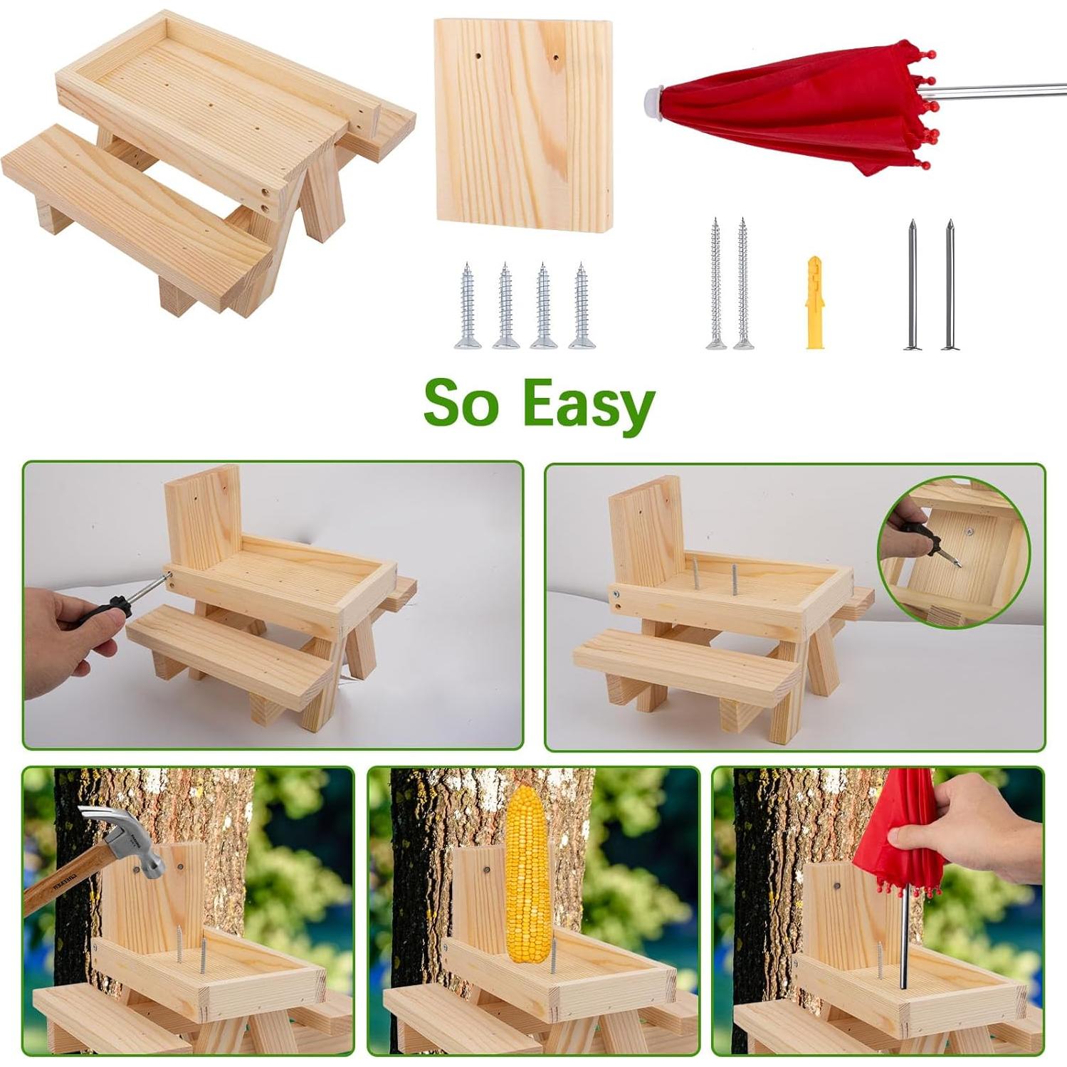 Mesa de Picnic para Ardillas Camii con Paraguas Rojo 0.59 kg