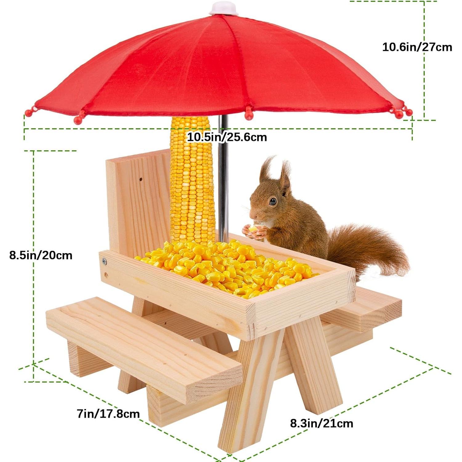 Mesa de Picnic para Ardillas Camii con Paraguas Rojo 0.59 kg