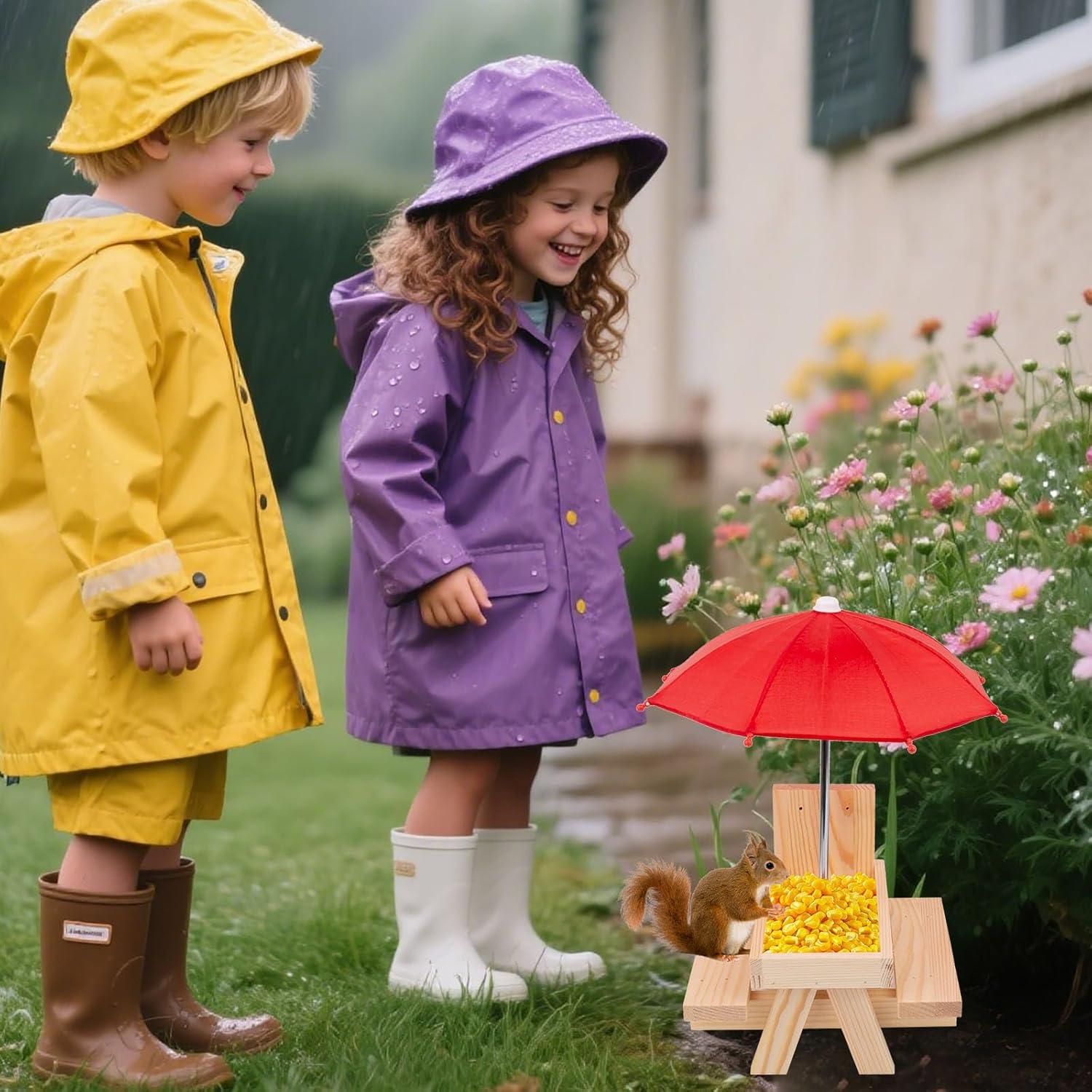 Mesa de Picnic para Ardillas Camii con Paraguas Rojo 0.59 kg