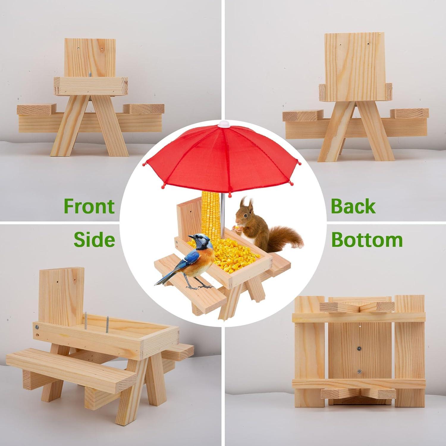 Mesa de Picnic para Ardillas Camii con Paraguas Rojo 0.59 kg