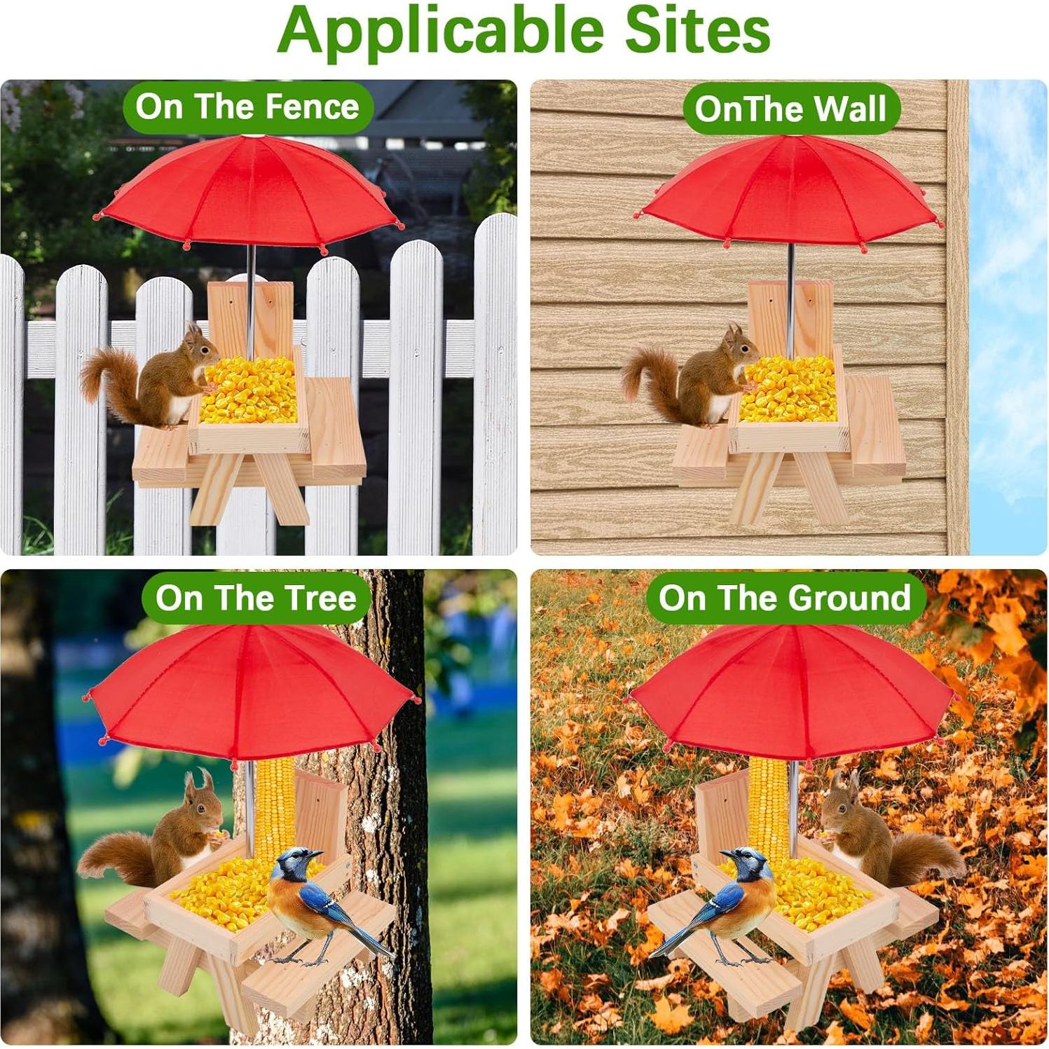 Mesa de Picnic para Ardillas Camii con Paraguas Rojo 0.59 kg