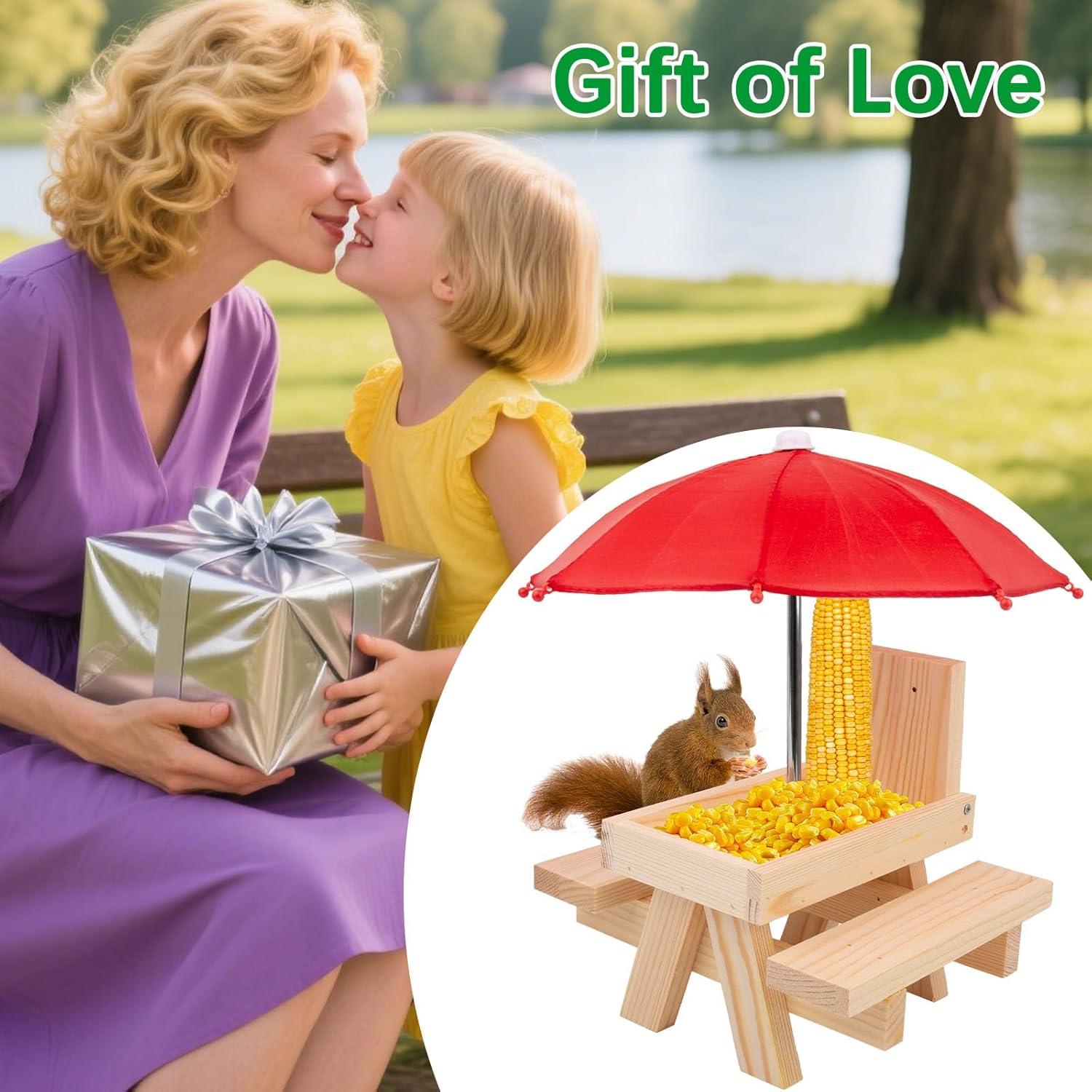 Mesa de Picnic para Ardillas Camii con Paraguas Rojo 0.59 kg