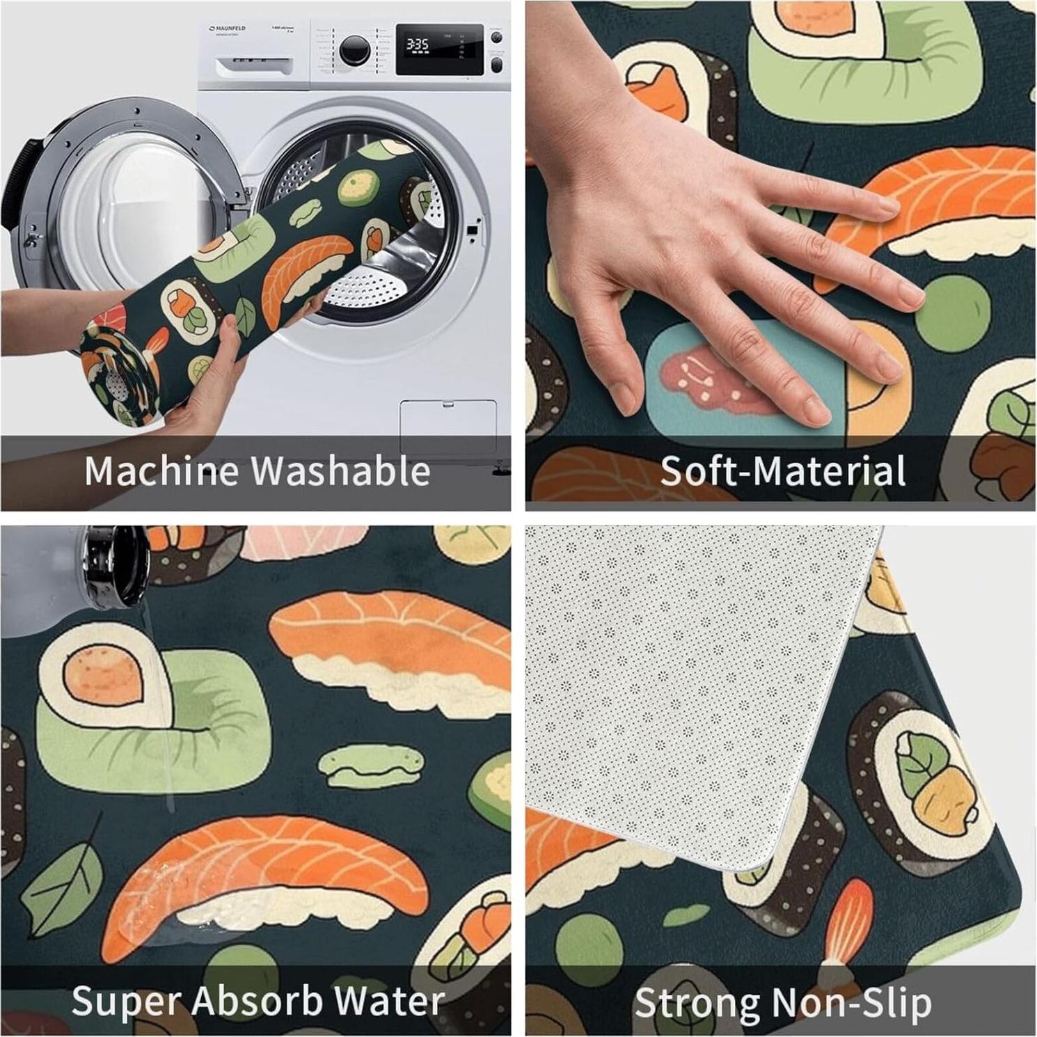 Alfombra de Entrada LKWSCGHM 49.5x80 cm Antideslizante Floral