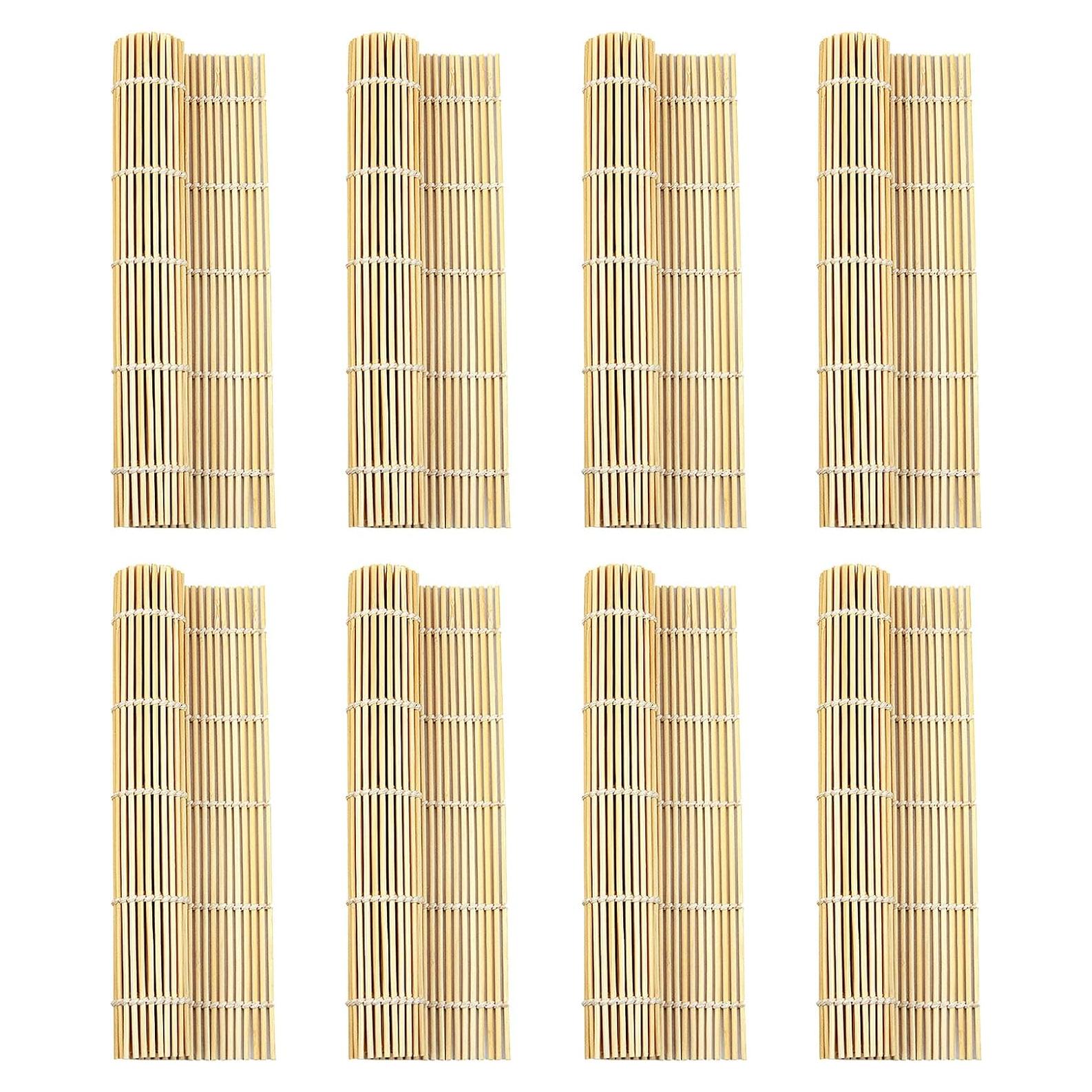 Estera de Sushi LEEPHONE 8 Piezas de Bambú Natural 24.1 cm