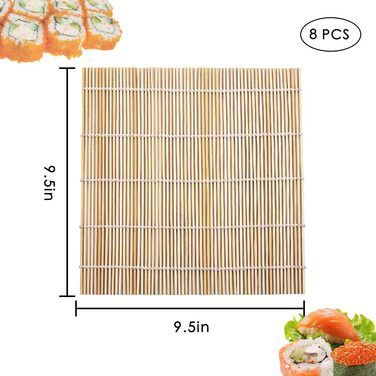 Estera de Sushi LEEPHONE 8 Piezas de Bambú Natural 24.1 cm