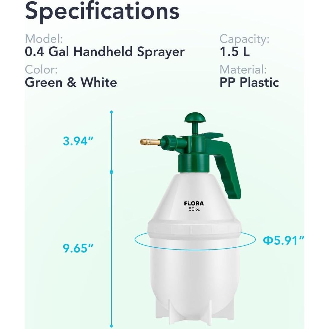 Pulverizador de Jardín Flora 1.5L con Boquilla Ajustable Verde