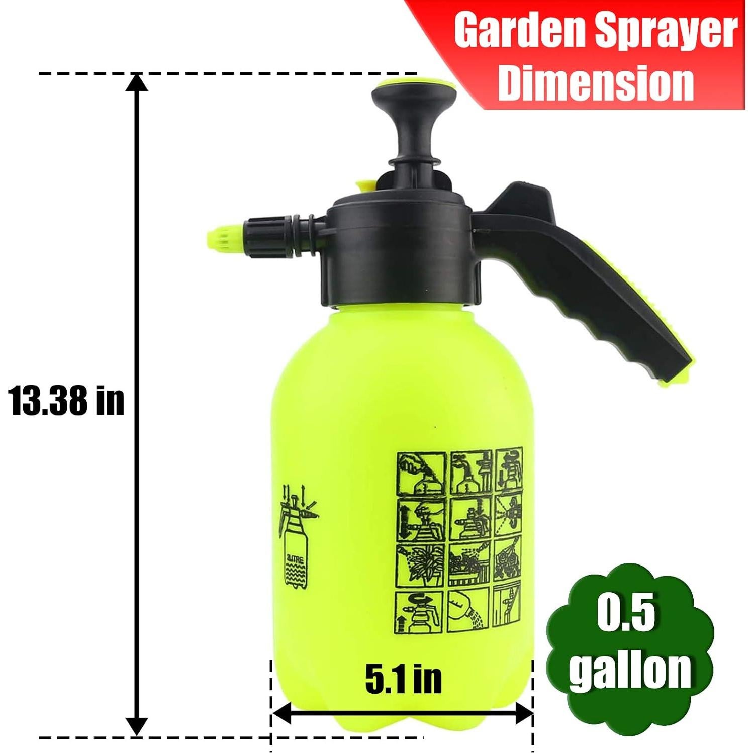 Pulverizador de Jardín Manual Sunnyglade 1.89L Verde Ajustable