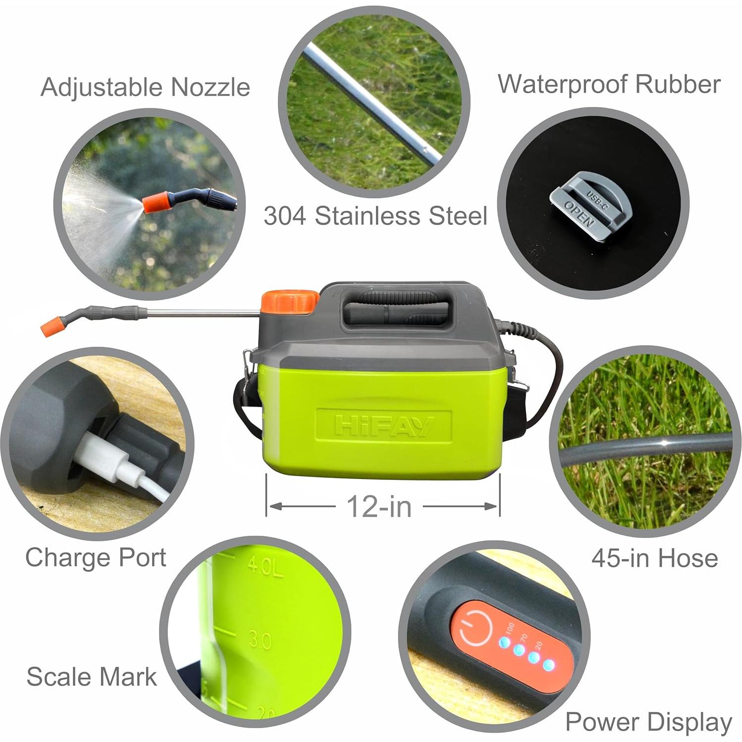 Pulverizador Eléctrico HIFAY ES4-PRO 4L Batería 4000mAh Verde