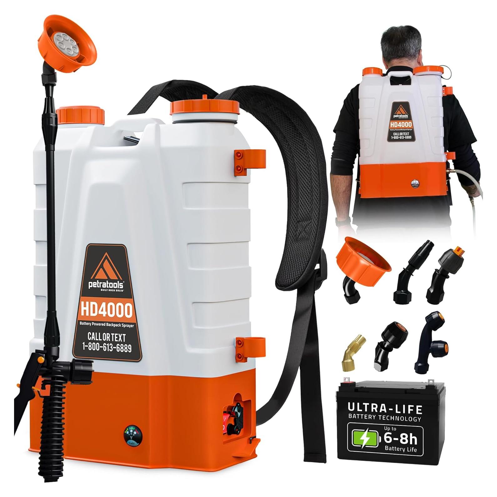 Pulverizador de Mochila Eléctrico Petra HD4000 4 Galones 6 Horas