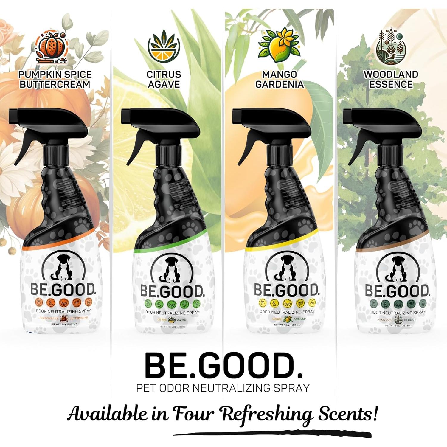 BE.GOOD. Eliminador de Olores para Mascotas 473ml Gardenia de Mango