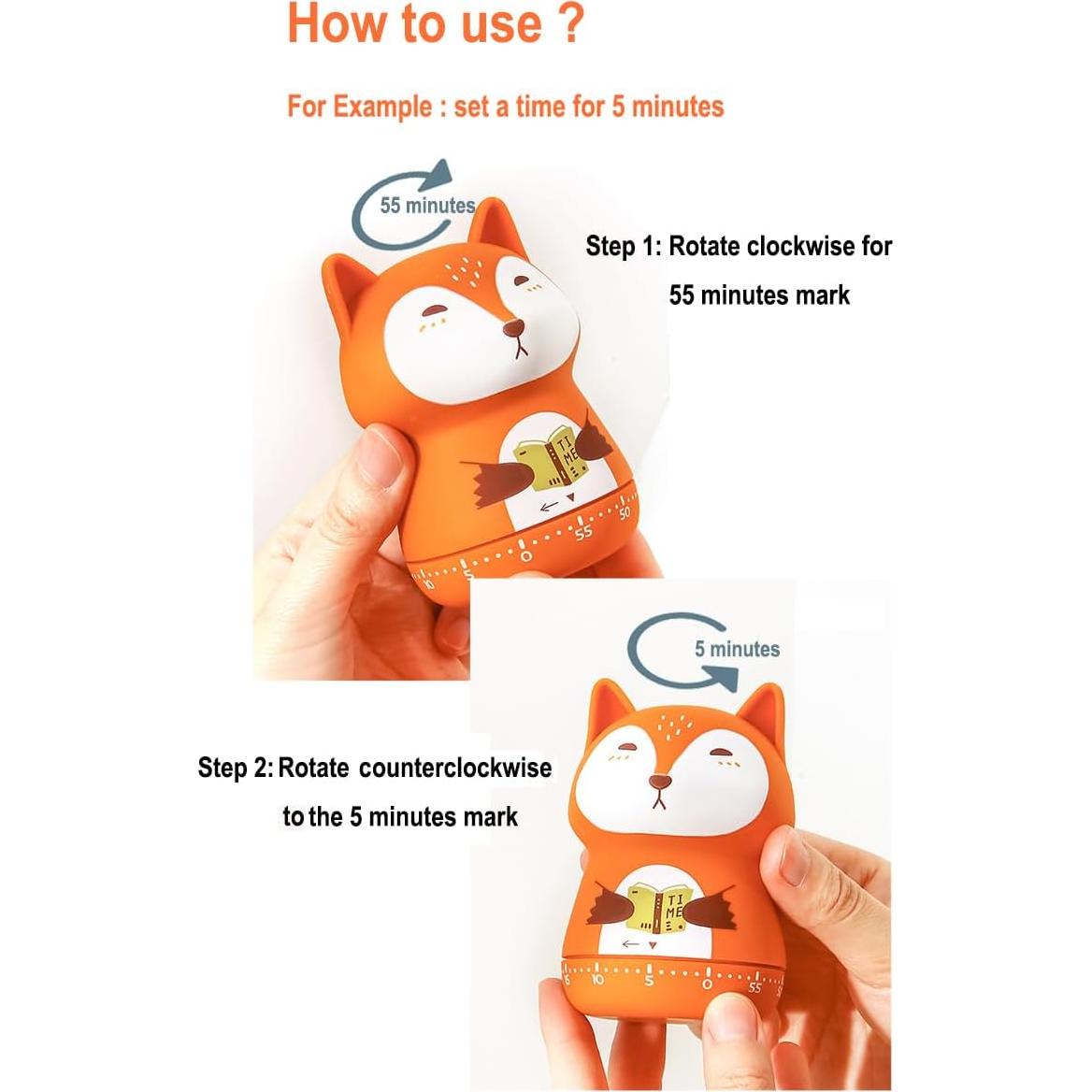 Temporizador de Cocina Mecánico WEUPTOK Zorro 60 Minutos