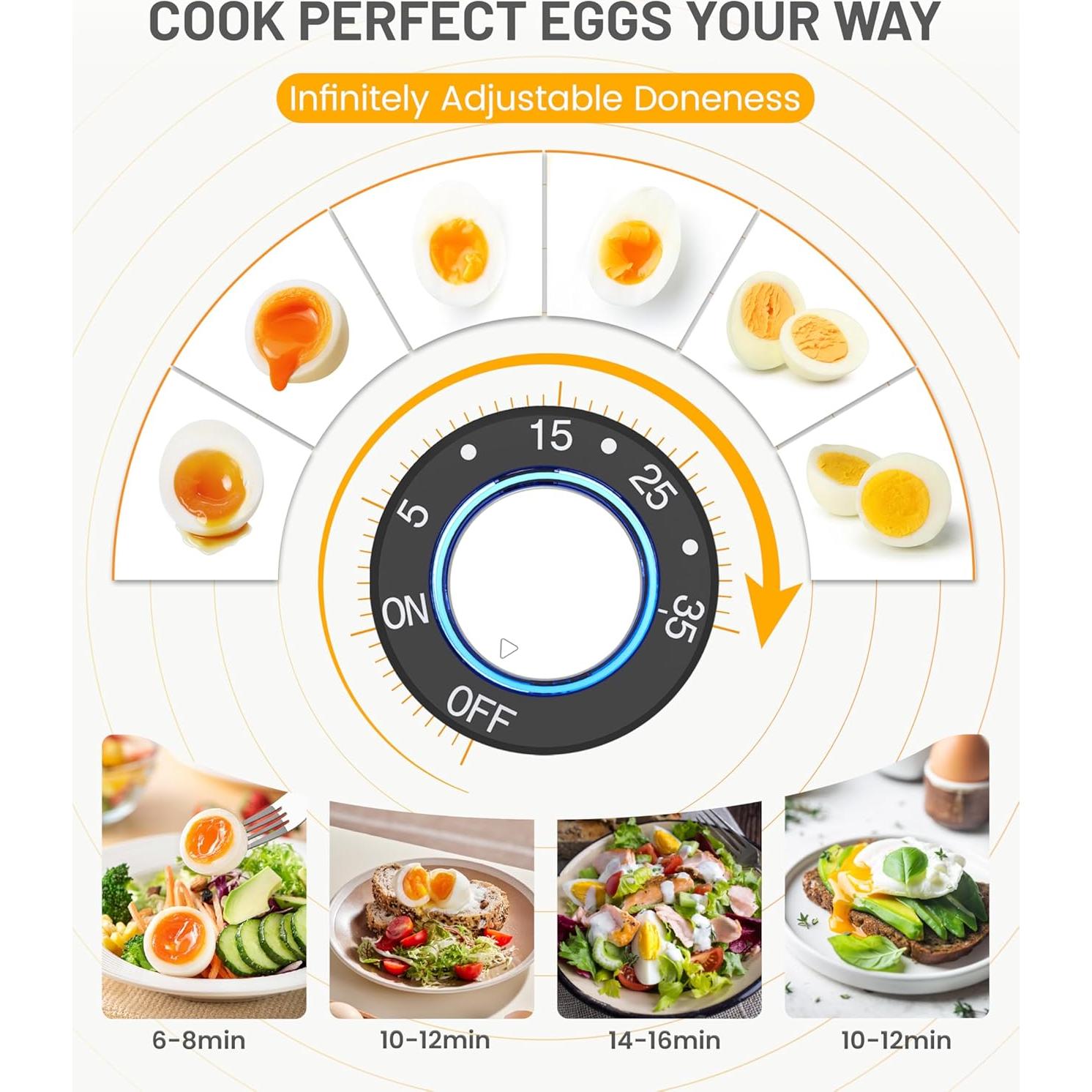 Cocedor de Huevos Eléctrico TIUIT 8 Huevos 500W Temporizador
