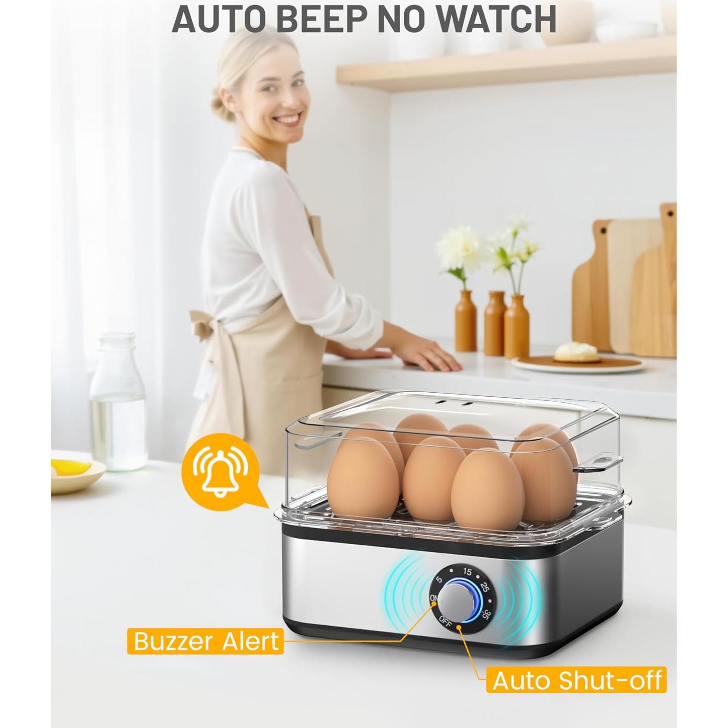 Cocedor de Huevos Eléctrico TIUIT 8 Huevos 500W Temporizador