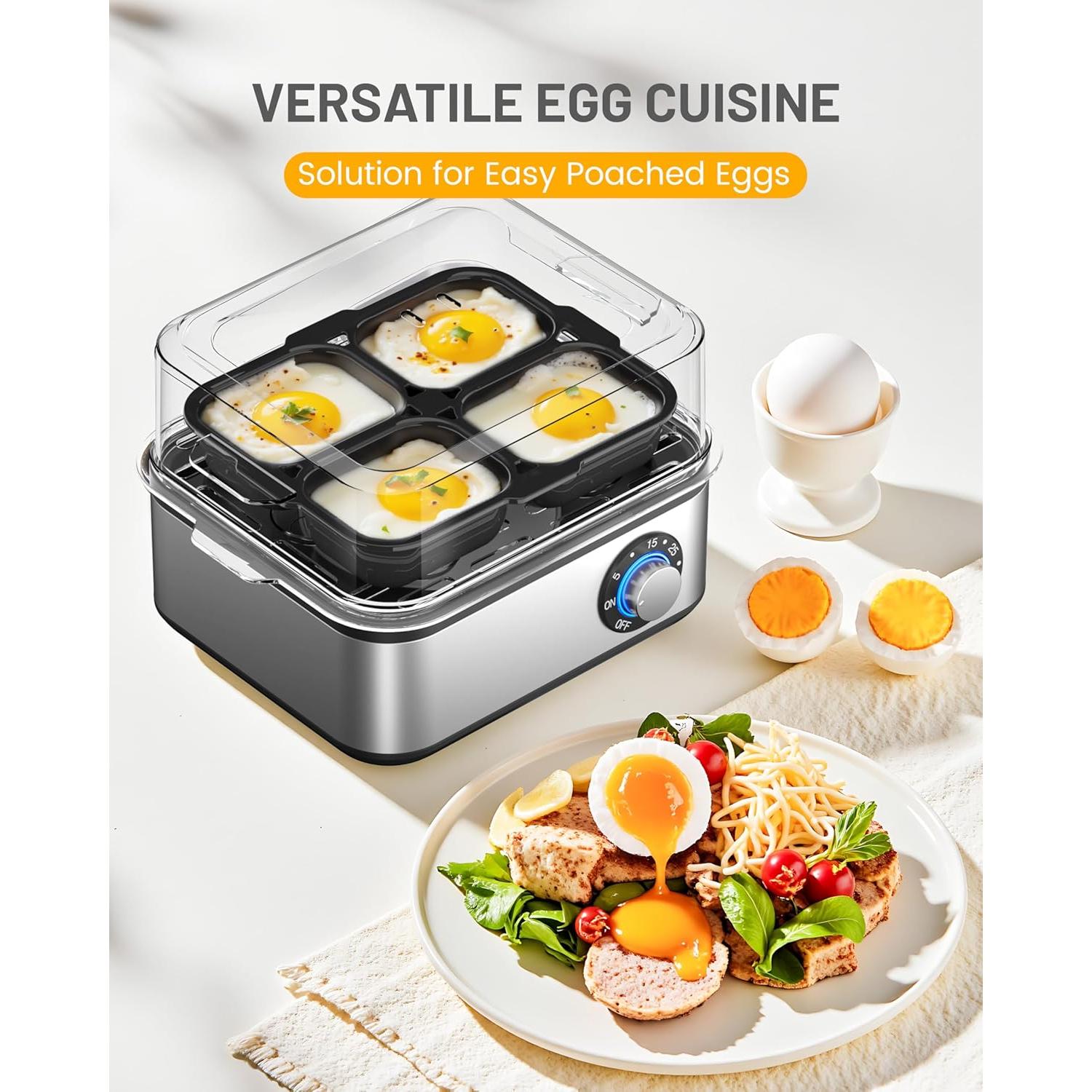 Cocedor de Huevos Eléctrico TIUIT 8 Huevos 500W Temporizador