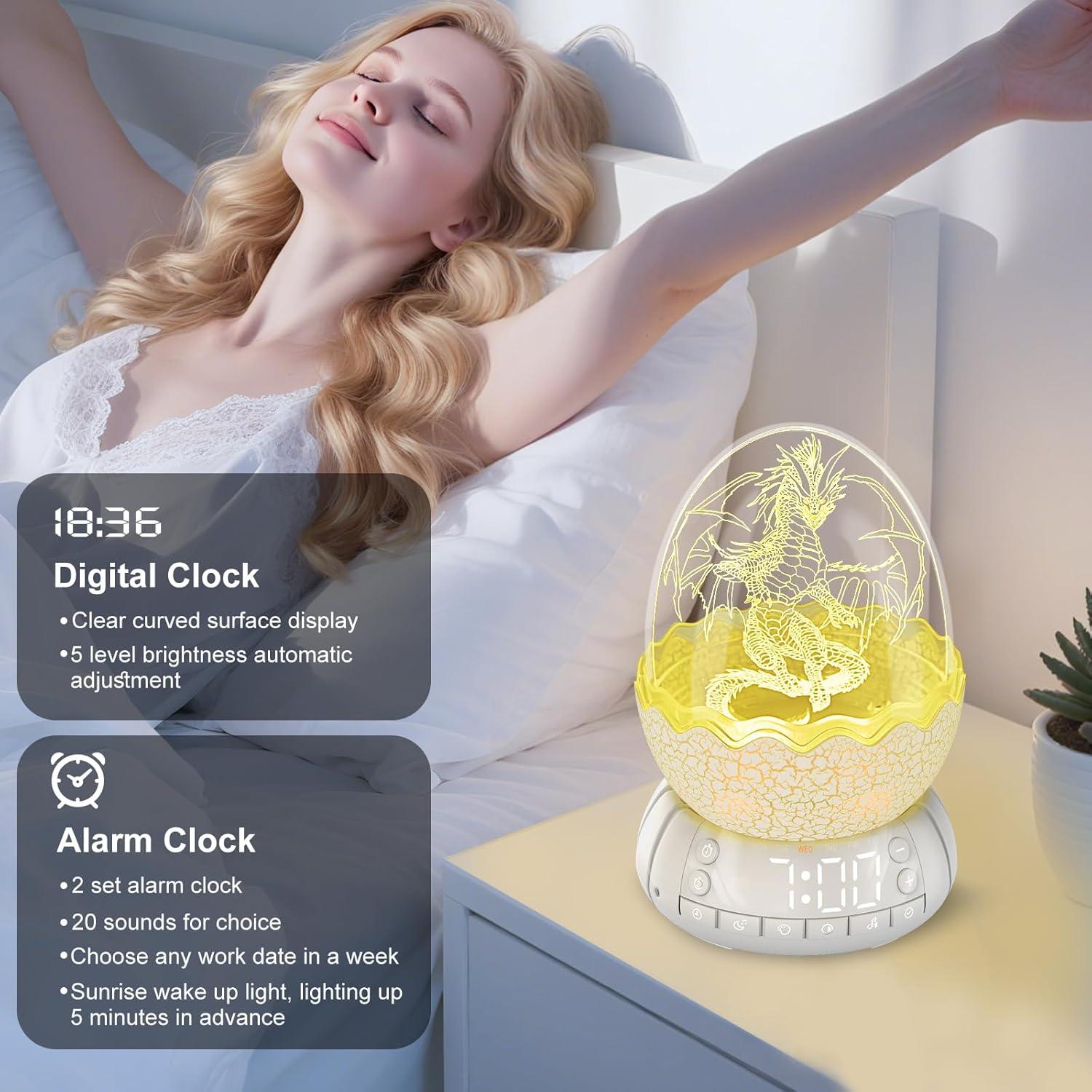 Reloj Despertador MTDYHY con Luz de Amanecer y Altavoz Bluetooth