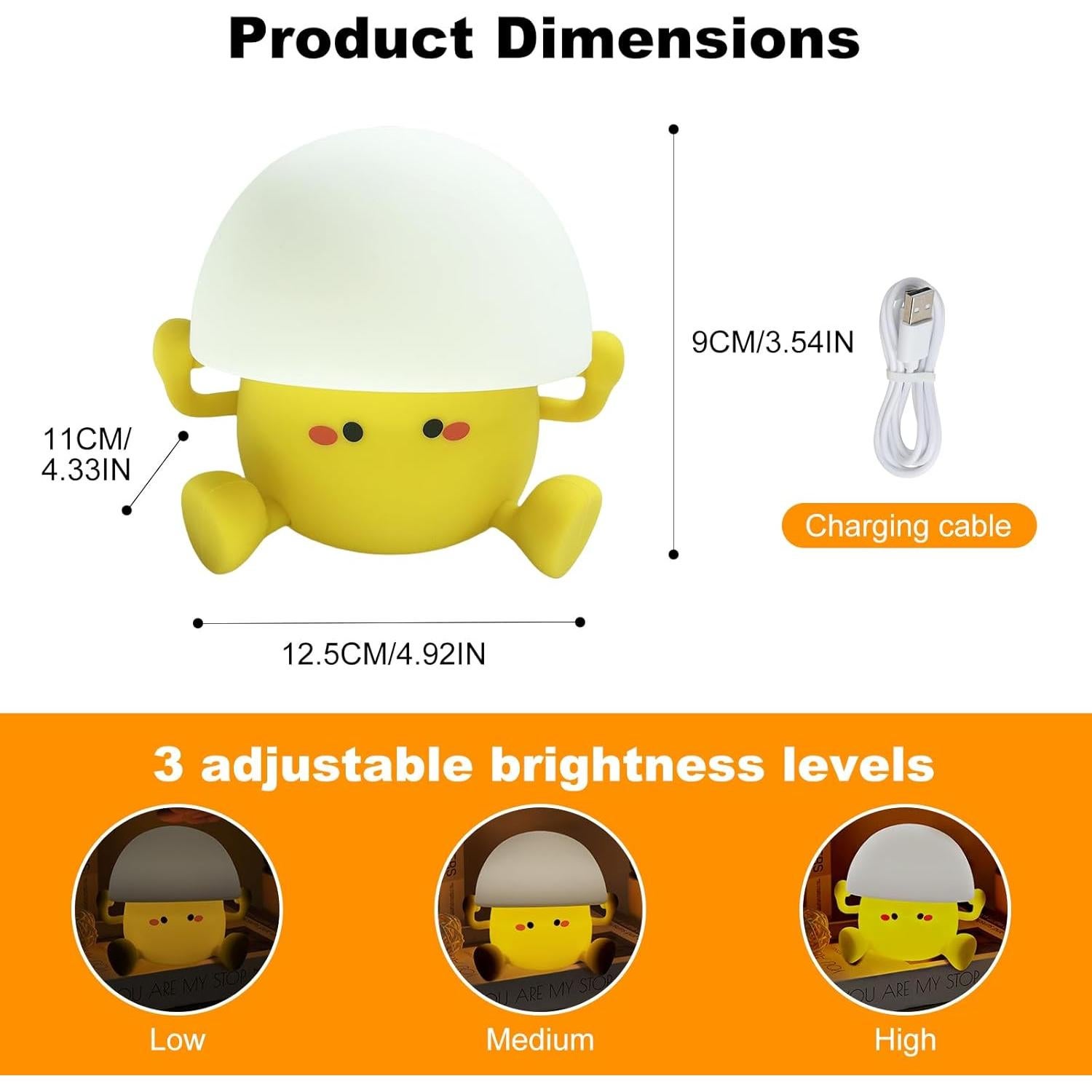 Luz Nocturna Silicona Amacavix Yema de Huevo 3 Brillos